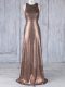 New Arrival Sleeveless Sequined Floor Length Criss Cross Quinceanera Dama Dress in Brown with Appliques