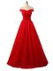 Noble Red Evening Dress Prom with Ruching Off The Shoulder Sleeveless Lace Up
