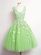 Romantic Tulle Lace Up V-neck Sleeveless Knee Length Quinceanera Court Dresses Lace
