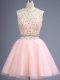 Dazzling Beading Dama Dress Peach Lace Up Sleeveless Knee Length  Dazzling Beading Dama Dress Peach Lace Up Sleeveless Knee Length