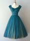 Dramatic Chiffon Cap Sleeves Knee Length Quinceanera Court Dresses and Ruching