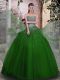 Beautiful Tulle Sleeveless Floor Length Sweet 16 Quinceanera Dress and Beading