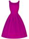 Custom Design Fuchsia Sleeveless Knee Length Ruching Lace Up Court Dresses for Sweet 16