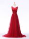 Sleeveless Brush Train Lace and Appliques Lace Up Prom Dress