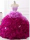 Fantastic Multi-color Lace Up Sweetheart Beading and Appliques and Ruffles Quinceanera Dress Organza Sleeveless Brush Train