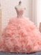 Fantastic Sleeveless Zipper Floor Length Beading and Ruffles 15th Birthday Dress