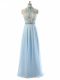 Floor Length Empire Sleeveless Light Blue Prom Evening Gown Backless