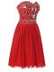 Flare Chiffon Sleeveless Knee Length Homecoming Dress and Beading