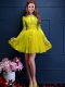 Clearance A-line Court Dresses for Sweet 16 Yellow Scalloped Chiffon 3 4 Length Sleeve Mini Length Lace Up