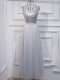 Customized Floor Length Grey Tulle Sleeveless Beading and Sequins