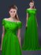 Spectacular Prom Party Dress Prom and Party with Appliques Off The Shoulder Short Sleeves Lace Up