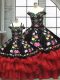 Floor Length Ball Gowns Sleeveless Red And Black Vestidos de Quinceanera Lace Up