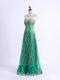 On Sale Sleeveless Floor Length Beading and Appliques Lace Up with Green