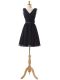 Sleeveless Chiffon Mini Length Lace Up Dama Dress for Quinceanera in Navy Blue with Hand Made Flower