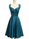 Ideal Straps Sleeveless Lace Up Court Dresses for Sweet 16 Teal Taffeta