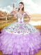 Ball Gowns 15 Quinceanera Dress Lilac Sweetheart Organza and Taffeta Sleeveless Floor Length Lace Up