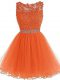 Affordable Orange Sleeveless Beading and Ruffles Mini Length