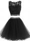 Tulle Sleeveless Mini Length Prom Party Dress and Beading and Lace and Appliques