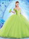 Yellow Green Lace Up Off The Shoulder Beading Sweet 16 Quinceanera Dress Organza Sleeveless Brush Train