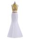 Affordable Floor Length Two Pieces Sleeveless White Evening Dress Lace Up