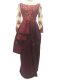 Adorable Floor Length Burgundy Homecoming Dress Scalloped Long Sleeves Zipper