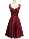 Knee Length Wine Red Court Dresses for Sweet 16 Straps Sleeveless Lace Up