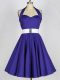 Custom Made Mini Length Lace Up Quinceanera Dama Dress Purple for Prom and Party and Wedding Party with Ruching