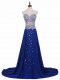 Brush Train Column/Sheath Royal Blue Sweetheart Chiffon Sleeveless Zipper