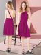 Mini Length Fuchsia Vestidos de Damas One Shoulder Sleeveless Criss Cross Mini Length Fuchsia Vestidos de Damas One Shoulder Sleeveless Criss Cross