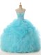Vintage Organza Sleeveless Floor Length Quinceanera Dress and Beading and Ruffled Layers