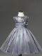 Inexpensive Scoop Sleeveless Tulle Flower Girl Dresses Sequins and Hand Made Flower Zipper