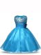 Knee Length Baby Blue Little Girls Pageant Gowns Scoop Sleeveless Zipper