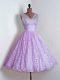 Elegant Lilac A-line Lace Vestidos de Damas Lace Up Lace Sleeveless Mini Length