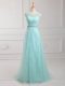 Artistic Floor Length Empire Long Sleeves Apple Green Prom Dress Zipper