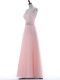 New Style V-neck Sleeveless Zipper Dress for Prom Baby Pink Tulle