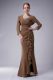 Straps Sleeveless Evening Dress Floor Length Beading Brown Chiffon