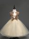 Beautiful Champagne Sleeveless Sequins and Bowknot Tea Length Little Girls Pageant Gowns