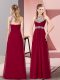 Free and Easy Burgundy Sleeveless Floor Length Beading and Ruching Zipper Prom Party Dress