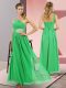 Empire Prom Dress Green One Shoulder Chiffon Sleeveless Floor Length Lace Up