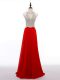 Designer Chiffon Sleeveless Prom Gown and Beading