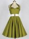 Olive Green Halter Top Lace Up Belt Dama Dress Sleeveless