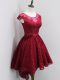 Custom Made Scoop Cap Sleeves Zipper Damas Dress Wine Red Lace