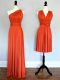 Orange Red One Shoulder Lace Up Ruching Quinceanera Court Dresses Sleeveless