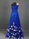 Glittering Sleeveless Side Zipper Floor Length Beading and Hand Made Flower Prom Gown