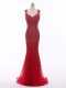 Mermaid Red Straps Tulle Sleeveless Floor Length Zipper