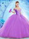 Great Ball Gowns Sleeveless Lavender Quinceanera Gown Brush Train Lace Up