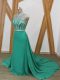 Chiffon Sleeveless Prom Gown Watteau Train and Beading
