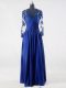 Floor Length Zipper Prom Evening Gown Blue for Prom and Party and Sweet 16 with Lace and Appliques