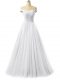Nice White Sleeveless Ruching Floor Length Prom Party Dress