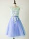 Glorious Light Blue A-line Scoop Sleeveless Tulle Knee Length Lace Up Lace Damas Dress